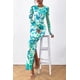 thumbnail image 4 of Vestido PRETTYGARDEN Estampado Floral Azul de Manga Larga Maxi XS, 4 of 8