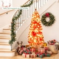 thumbnail image 4 of Gymax Arbre de Noël Artificiel de 5 Pi Pré-Éclairé avec 301 Branches Rouges et Blanches Rouge, Blanc et Brun, 4 of 10