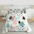 thumbnail image 2 of Homewish Cartoon Xmas Tree Bedding Comforter Set,Colorful Stars Print Twin Comforter Sets,White Pink Green Bedding Set For Girls Kids,Super Cozy Room Decor Reversible,2 Pieces, 2 of 8