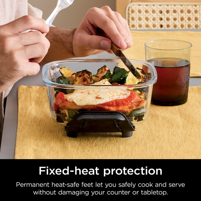 SWANTIARA 6-Cup Tempered Glass Food Containers (2-Pack) - Leak-Proof Lids, Compatible With Ninja Crispi Air Fryer