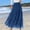 *Blue, variant on ClodeEU Women's High Waist A Line Tiered Ruffle Maxi Skirt,Flowy Elastic Waist Long Skirt with Pockets Black,Women's Plus L