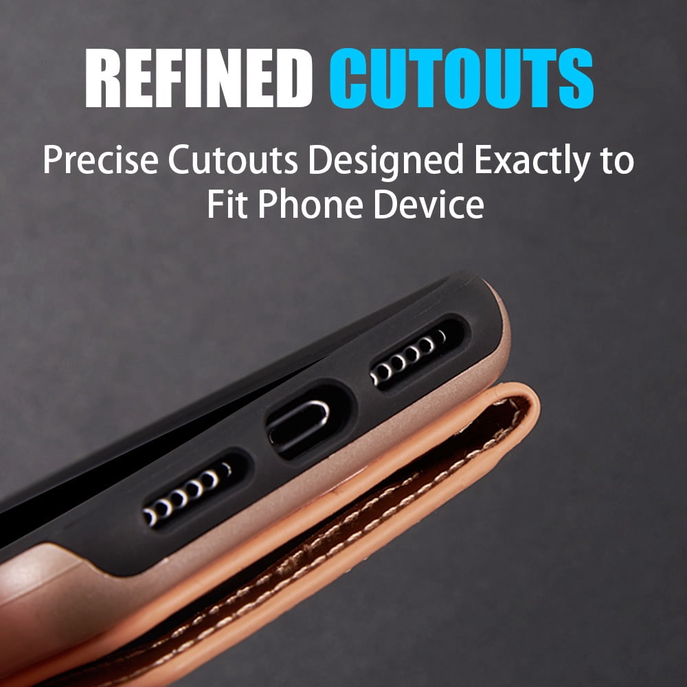 Holographic Perfect Fit Case for Apple iPhone X / iPhone 10 Premium Vegan Leather Wallet Case with Card Slots and Magnetic Cover