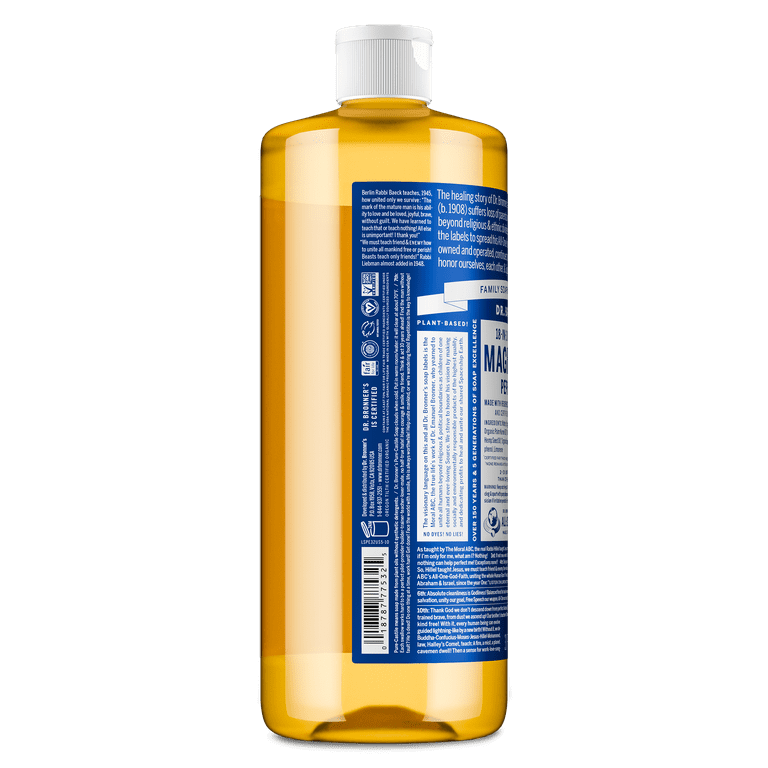 Dr. Bronner's Peppermint Liquid Soap 32 oz for face, body, hands