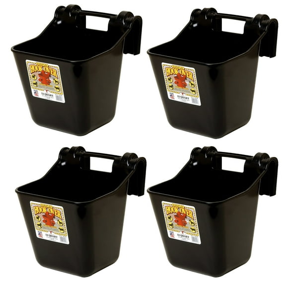 Little Giant HF12BLACK 12 Quart Mountable Plastic Hook Feeder, Black (4 Pack)