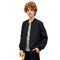 thumbnail image 4 of Boys Casual Lightweight Bomber Jackets Zipper Up Windproof Coat for Fall Winter Spring Outdoor Wearing (Black), 4 of 9