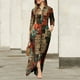 thumbnail image 5 of Vestido largo bohemio con cuello en V para mujer vestido Vintage dividido vestido camisero Retro para primavera y verano, 5 of 7