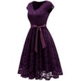 thumbnail image 4 of Dressystar Women Floral Lace Short Bridesmaid Dress Female Cap Sleeve Cocktail Party Dress, 4 of 8