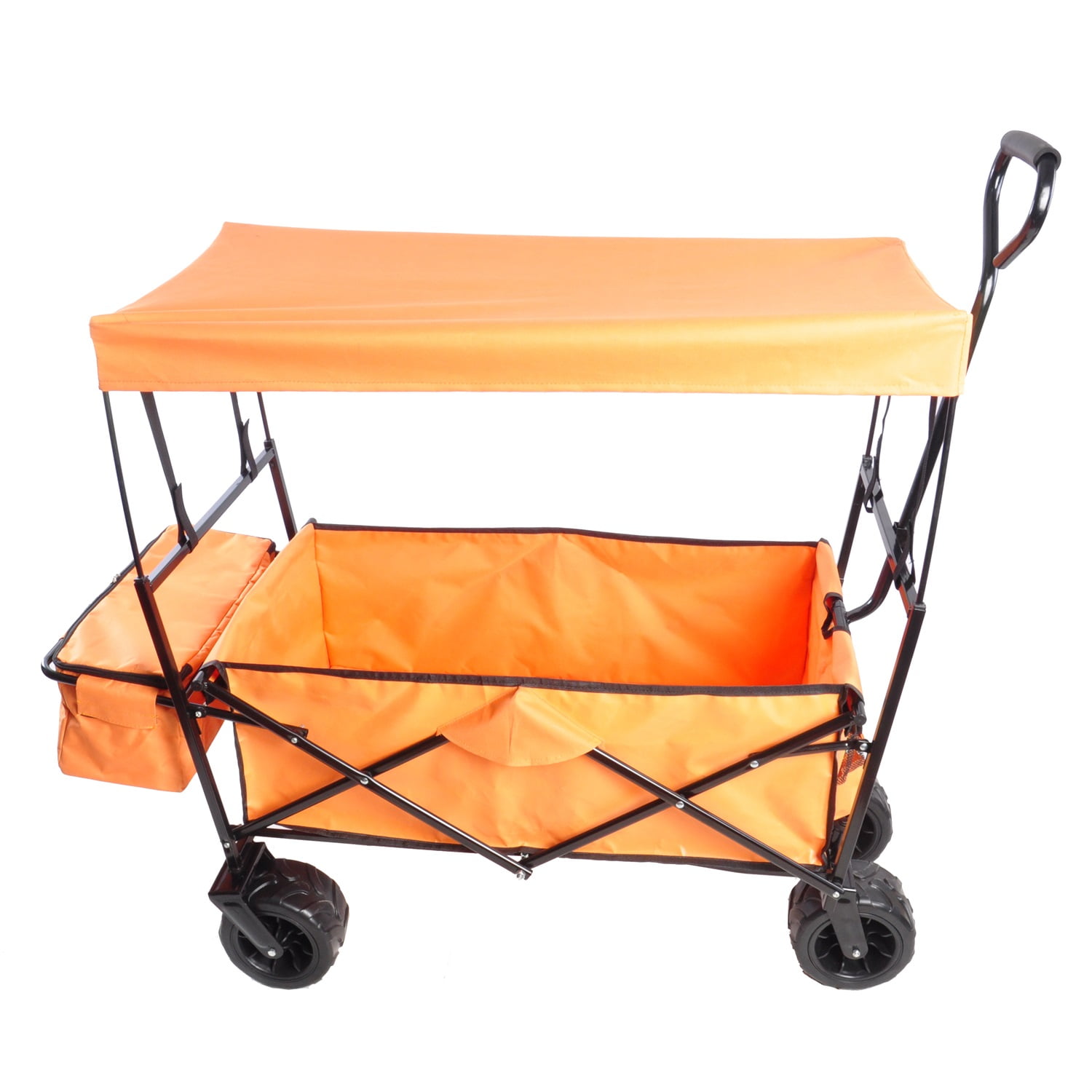 Lowestbest Foldable Cart with Canopy, Portable Cart with Wheeled Shopping Cart, Orange Lowestbest Foldable Cart with Canopy, Portable Cart with Wheeled Shopping Cart, Orange