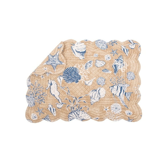 Sea Taupe 100% Cotton Quilted Single Placemat 13" x 19"