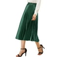 thumbnail image 5 of INSPIRE CHIC Women's Skirts Metallic Elastic Waist Midi Pleated Party Skirt XL Drak Green, 5 of 9