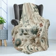 thumbnail image 3 of Ambesonne Vintage Fleece Throw Blanket Soft Color Floral Nostalgia 60"x80" Eggshell Pale Slate Blue, 3 of 5