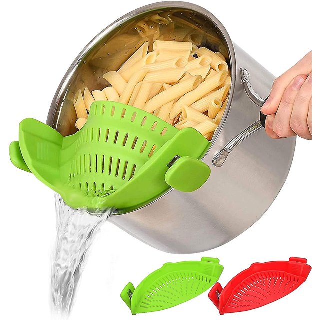 Paquete de 2 coladores de silicona para alimentos, 11 Feliz Sencillez