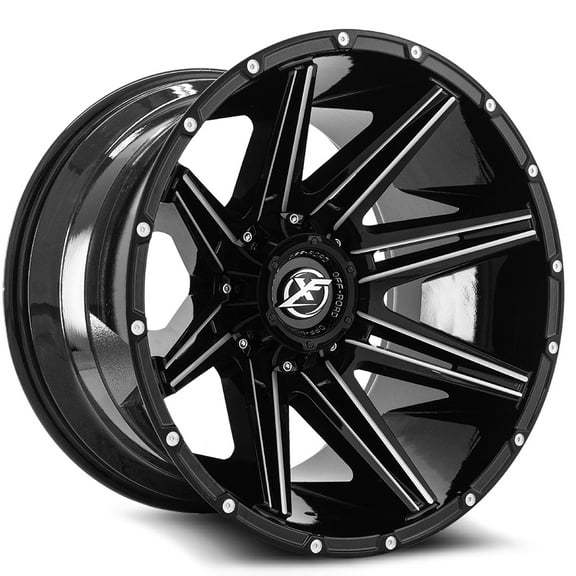 22x12 XF Off-Road XF-220 Gloss Black & Milled Wheel 5x5/5x5.5 (-44mm)