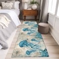 thumbnail image 4 of 2'x6' Rug Runners for Hallways Kitchen, Teal Jellyfish Coastal Non Slip Entryway Beside Floor Carpet Runner, Vintage Summer Beach Nautical Washable Laundry Room Bedroom Throw Rugs Mat for Family Pet, 4 of 8