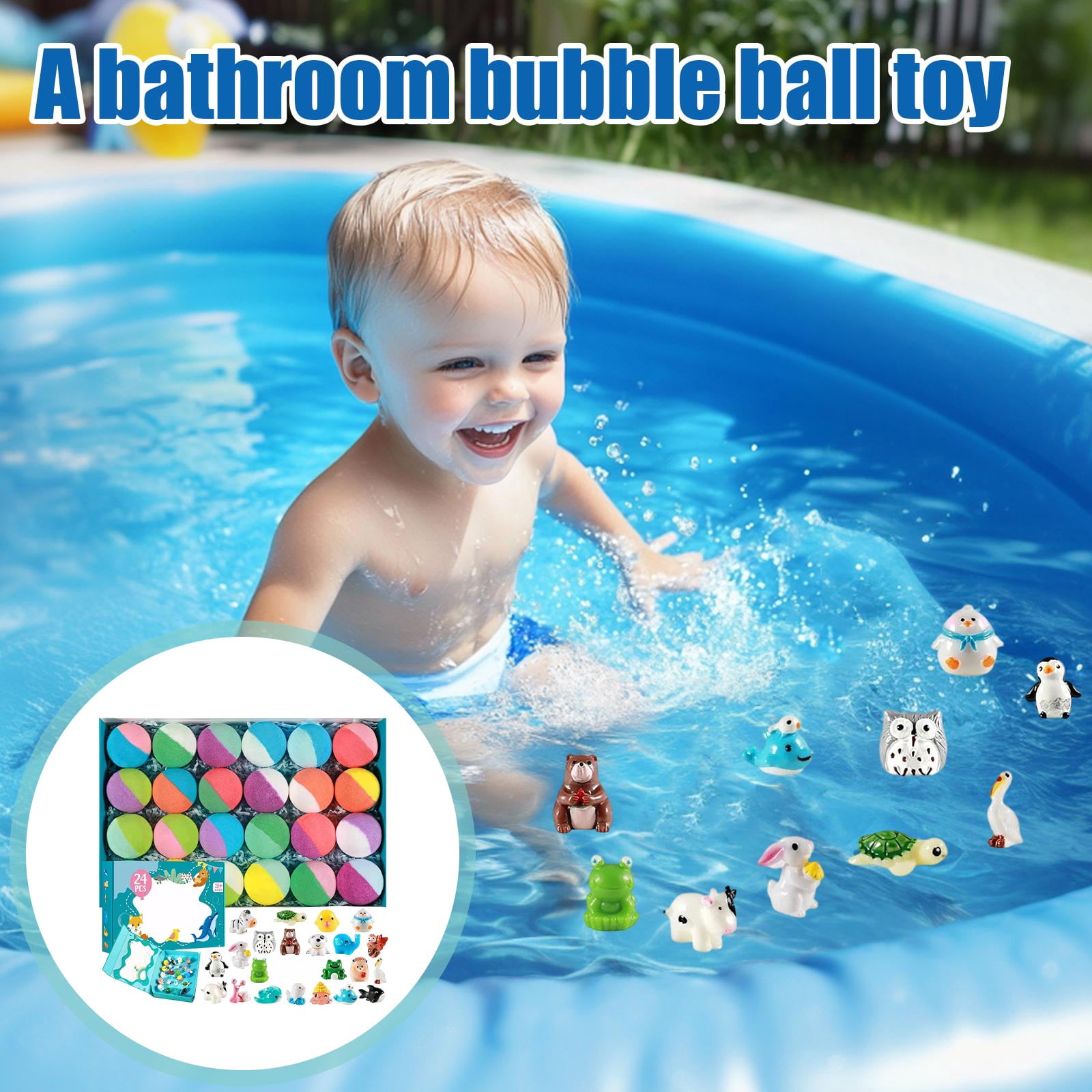 24pc Easter Surprise Bath Ball, Fizzy Bubble Bath Balls with Hidden Toys Inside, Natural Scented Fun for Boys Girls, Easter Basket/Stuffers Party Favors, Holiday Gifts , A