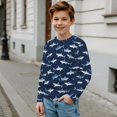 thumbnail image 4 of Psesaysky Sharks Boys Basic Long Sleeve Shirts 7-8 Years 2 Pack Crew Neck Top Kids Layering Tees Casual Soft Ocean Animal Pullover T-Shirts, 4 of 5