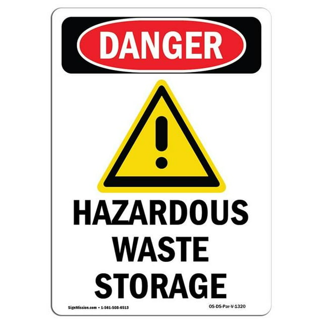 SignMission OS-DS-A-1824-V-1320 18 x 24 in. OSHA Danger Sign - Hazardous Waste Storage