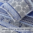 thumbnail image 5 of Dintszyayue Boho Quilt Set King Size,3Pcs Blue Stripe 1Bedspread and 2Pillowcases Lightweight Adult(90"x110"), 5 of 5