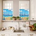 thumbnail image 4 of Kitchen Window Curtains Valance and Tier Set, Summer Beach Ocean Waves Slippers Sea Star Rod Pocket Tier Curtain Valance Set, Welcome Quote Light Filtering Cafe Curtains for Bedroom Living Room, 4 of 9