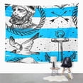 thumbnail image 2 of UFAEZU Pattern in The Hipster Bearded Man Anchor Arrows and Seagulls Drawing Vintage Wall Art Hanging Tapestry Home Decor for Living Room Bedroom Dorm 60x80 inch, 2 of 2
