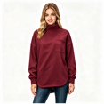 thumbnail image 2 of Women's Turtleneck Oversized Sweatshirt, Long Sleeve Fall Winter Casual Sweatshirt with Chest Pocket and Side Slit, Women's ,Size S-2XL, 2 of 4