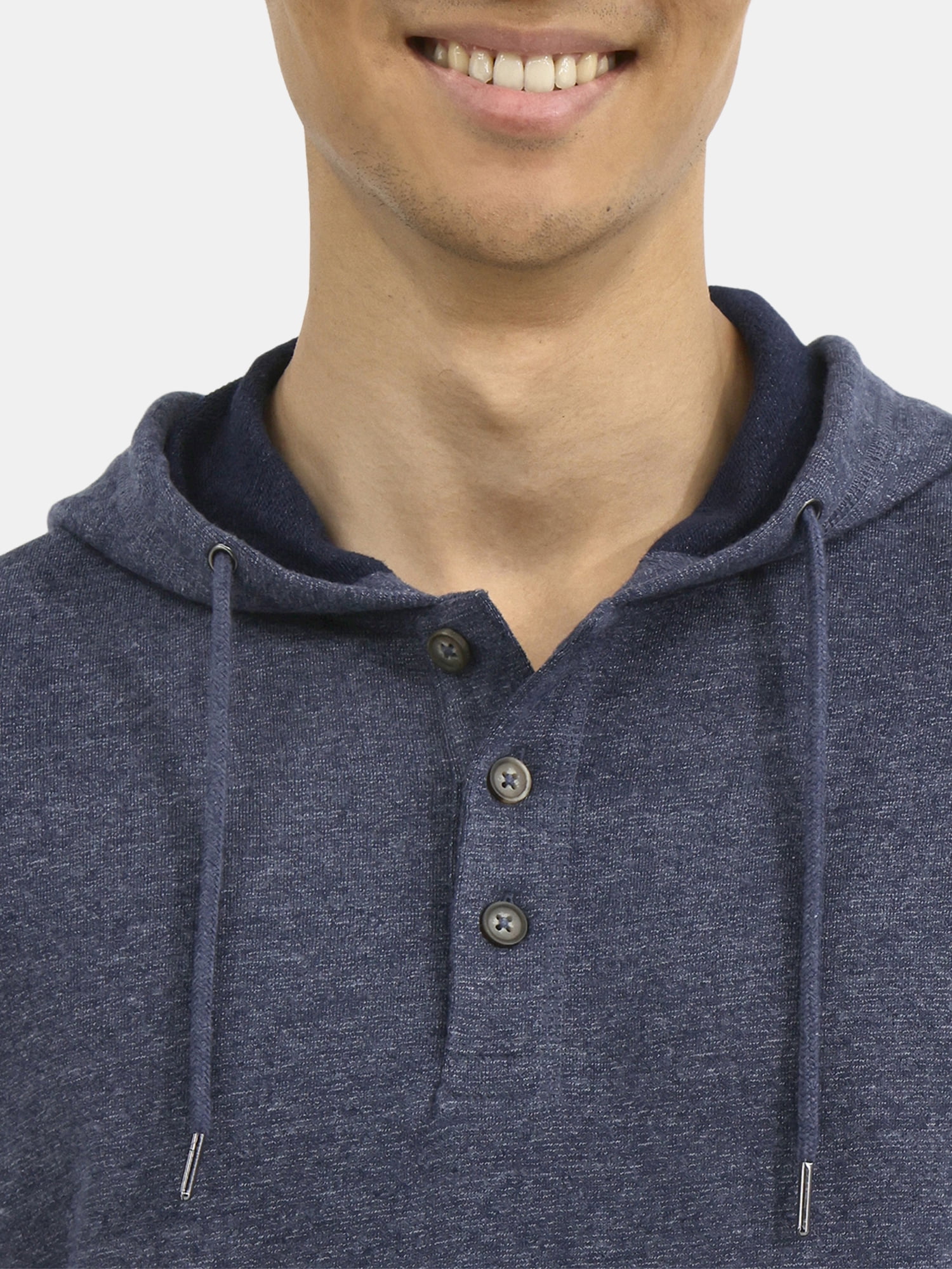 George Men's Button Henley Hoodie with Long Sleeves, Sizes S-3XL