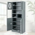thumbnail image 4 of Giantex 57" Tall Bathroom Cabinet, Freestanding Storage Cabinet w/crylic Doors & Adjustable Shelves, Gray, 4 of 9