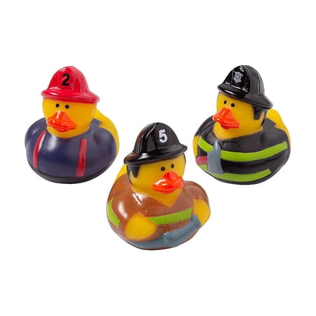 Fun Express Firefighter Rubber Duckies  Novelty & Gag Toys for Kids  3x3 In  Assorted Colors  12 PCS price history on PriceWatchPro