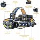 thumbnail image 2 of Linterna frontal superbrillante, linterna LED recargable, linterna frontal LED con 6 LED, 12000 lm, 8 modos de iluminación con cable USB, 2 of 5