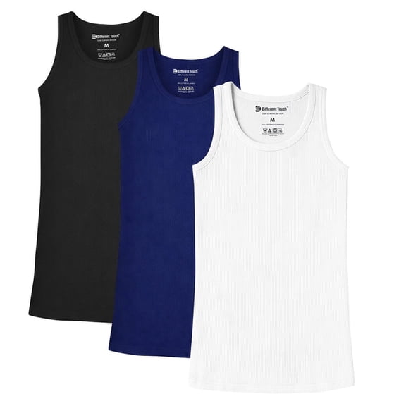 Men’s Ribbed Cotton Tank Tops (A-Shirts) – Muscle Fit Undershirts, 3 Pack | Different Touch