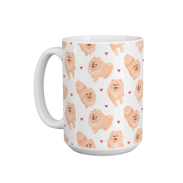 Taza de cerámica 445 ml con diseño cute de perros pomeranian
