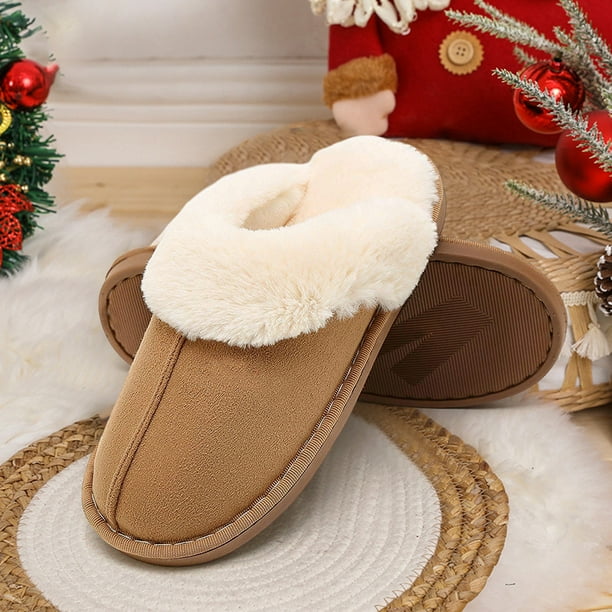 Zapatillas De Andar Por Casa IQYU Zapatillas De Estar Por Casa De Felpa Para Mujer, Cálidas, Antideslizantes, Para Invierno, Para Mujer, Par De Pantuflas, Lana, Piel De Cordero, Mezcla De Algodón, Suave