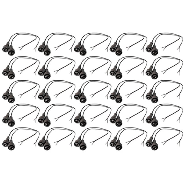 50 conectores LED de 2 pines con cable de 25 cm para guirnaldas de luces solares.