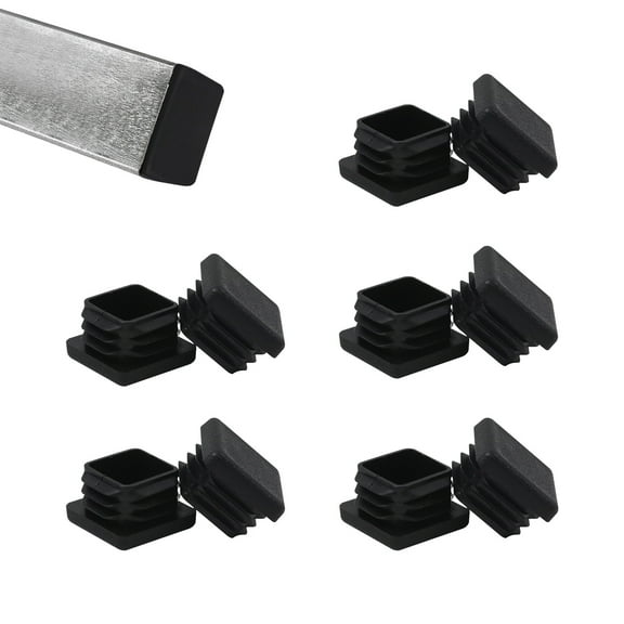 FiveEyes 1" 1x1 Inch Square Tube End Cap Plastic Plugs 1"x1" Black Square Tubing Plug Insert Fence Post Pipe Cap 10Pcs