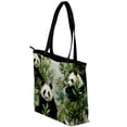 thumbnail image 3 of Panda Canvas Leather Mix Hand-Held Tote Bag Twill Sponge Jeanette 30x10.5x39cm/11.8x4.1x15.4in, 3 of 5