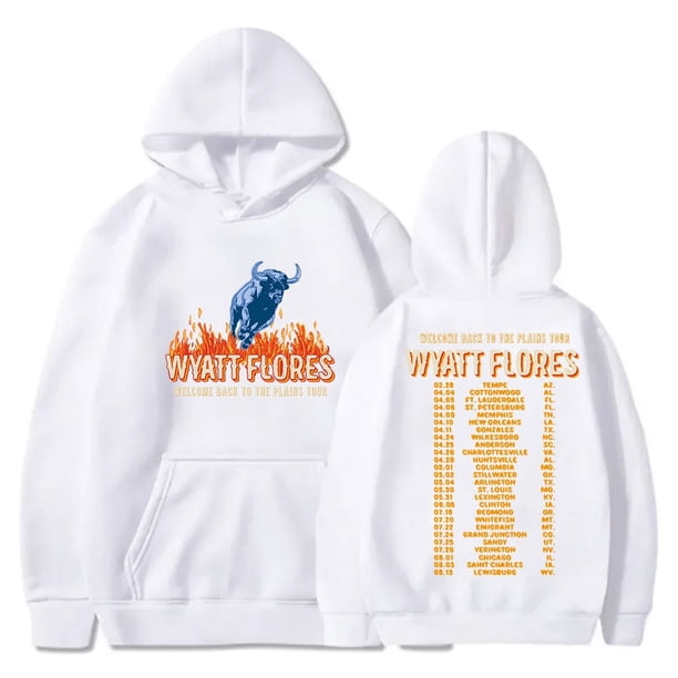 Wyatt Flores Sudaderas con capucha Bienvenido a The Plains Tour Merch Mujeres Hombres Moda Sudaderas de manga larga,White,XXS