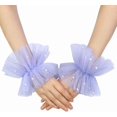 thumbnail image 2 of Dalrosia Short Lace Fingerless Gloves White Pearl Tulle Wedding Gloves for Women Hallowmas Party Costume Accessory, 2 of 2