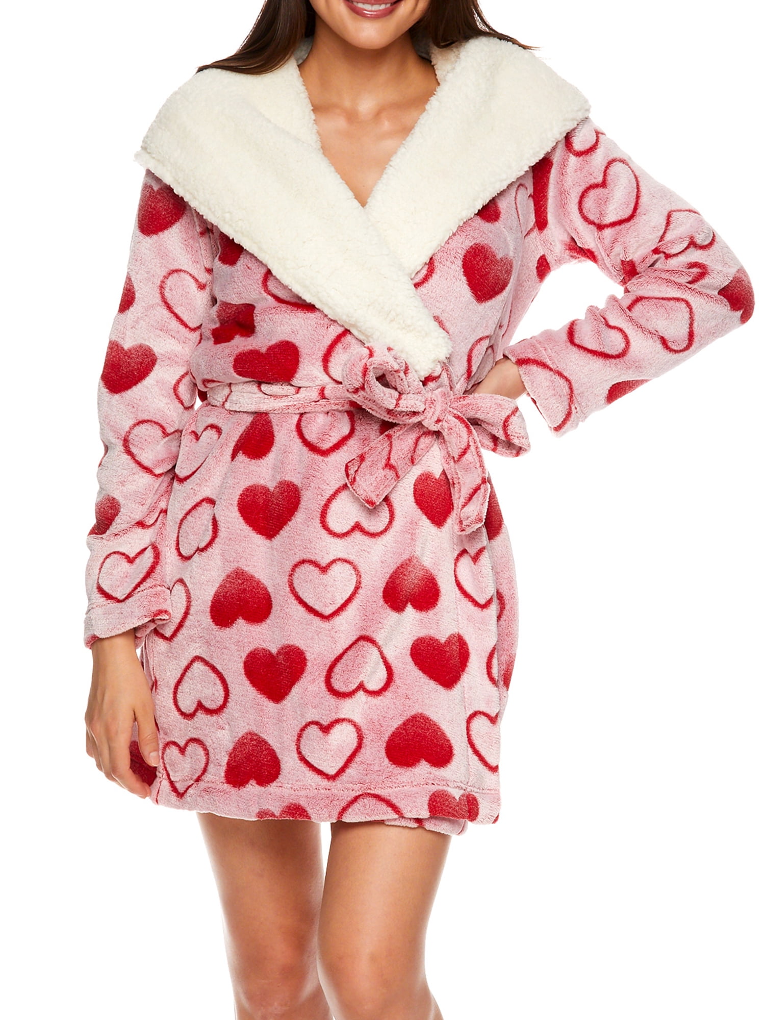 Sleep & Co. Women's & Women's Plus Plush Hooded Sherpa Robe