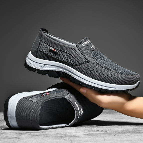 CANEMON Men's Slip-on Mesh Walking Shoes, Breathable Comfortable Casual Outdoor Hiking Sneakers