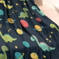 thumbnail image 3 of Blue Cartoon Dinosaurs Planets Pattern Blanket,Comfortable Soft Lamb Wool Throw Blanket,All Season,Warm Lightweight Blankets for Sofa Bed Couch Living Room Chair,30"x40", 3 of 4
