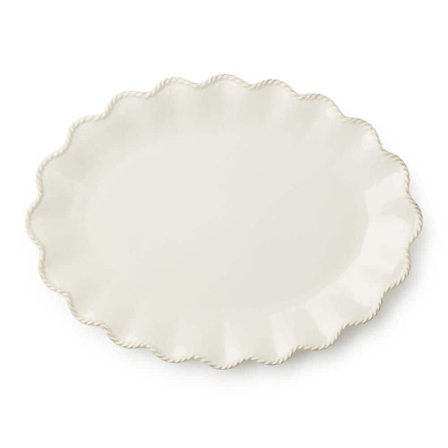 Heritage 16 in. x 12 in. White Stoneware Large Oval Platter