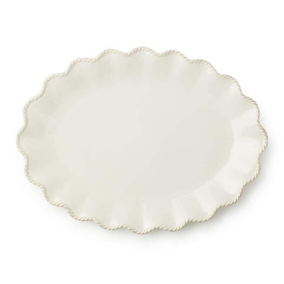 Heritage 16 in. x 12 in. White Stoneware Large Oval Platter
