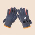thumbnail image 2 of Lovskoo Kids Gloves Full Fingers Gloves Knitted Warm Velvet Thick Five Finger Windproof Gloves for Boys and Girls 7-12 Years Navy, 2 of 4