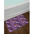 thumbnail image 2 of Halloween Bath Mat, Cartoon Design Horror Symbols of Vampire Ghost Skeleton and Candies, Plush Bathroom Decor Mat with Non Slip Backing, 29.5" X 17.5", Blue Violet and Orange, by Ambesonne, 2 of 2