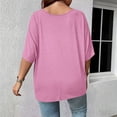 thumbnail image 5 of Jamicy Summer Tops for Women Plus Size V Neck T Shirts Solid Color Summer Half Sleeve Tees Casual Loose Fit Tunic Tops, 5 of 8