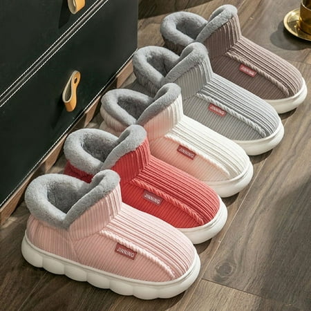 Winter Plush Cotton Slippers Women Men Snow Boots Cartoon Flip Flops Warm Slides Girls Boys Shoes Indoor House Couples Slippers