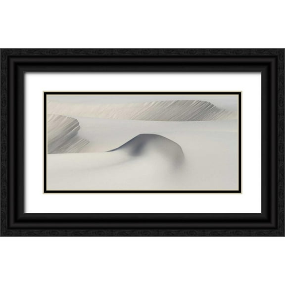 Young, Bill 32x18 Black Ornate Wood Framed with Double Matting Museum Art Print Titled - South Africa Sculpted shapes of white sand dunes