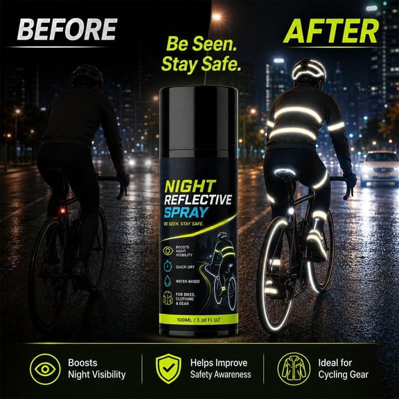 Night Reflective Spray 3.4oz,Invisible Fluorescent Safety Paint for Bike Helmet Outdoor Weatherproof Visibility