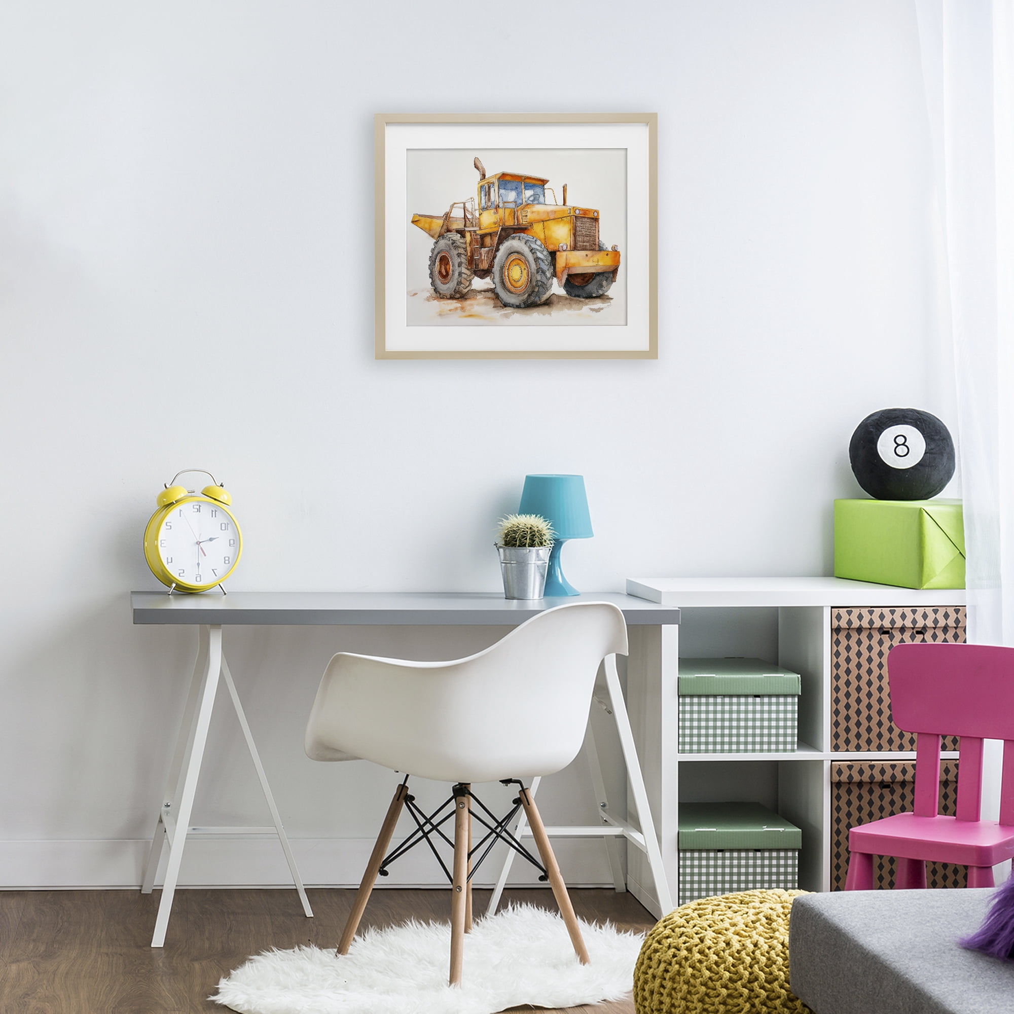 Stupell Industries Construction Truck Whimsicality Birch Framed Print Under Glass, design by Steve Hunziker