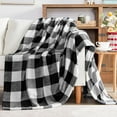 thumbnail image 6 of Fleece Throw Blankets, Black and White Buffalo Plaid Throw Blanket for Couch Sofa Bed, Soft Warm Fuzzy Cozy Plush Checkered Blanket, Lightweight Farmhouse Decor 50" x 60", 6 of 6